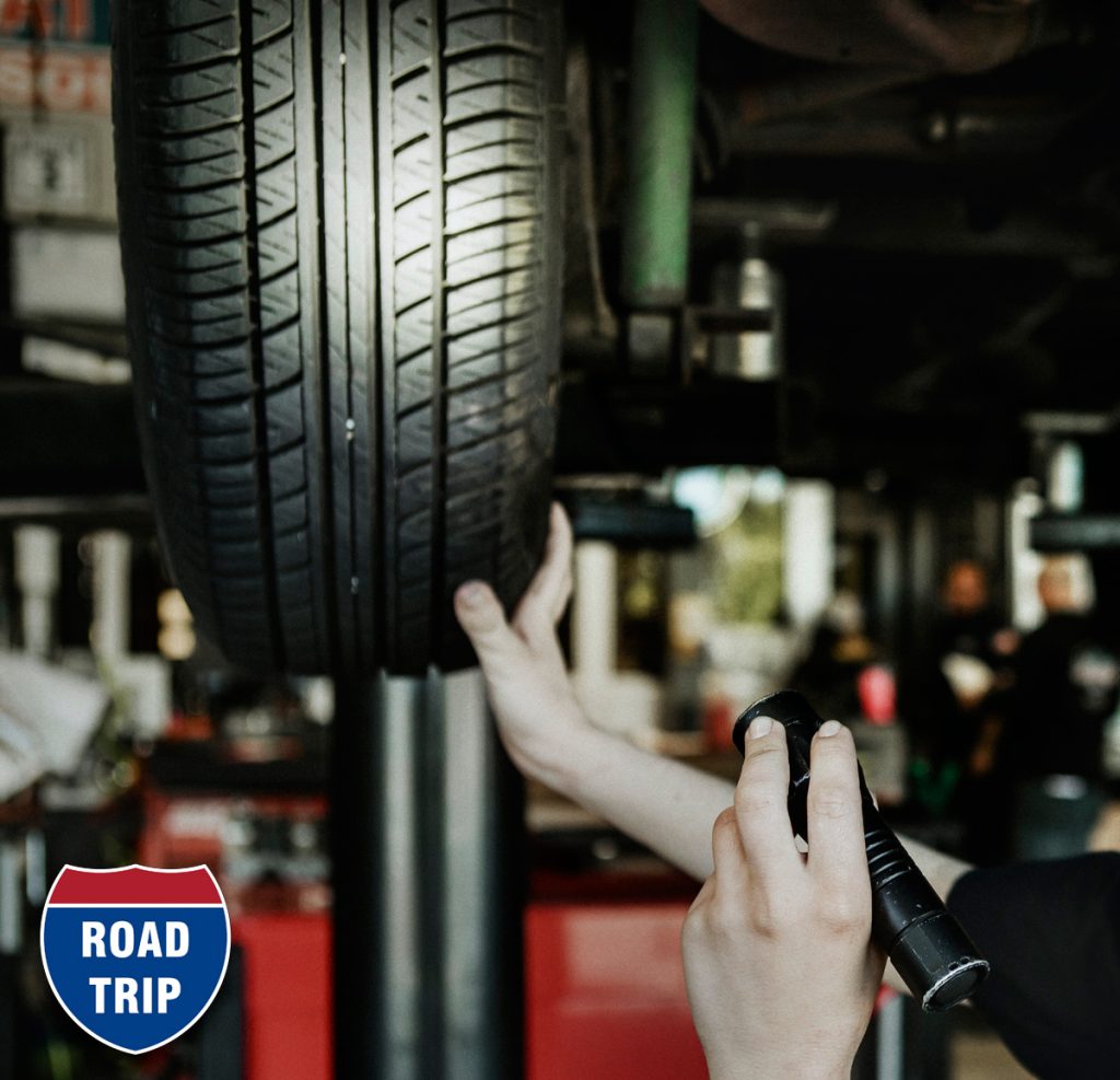 Tire Inspection up on hoist